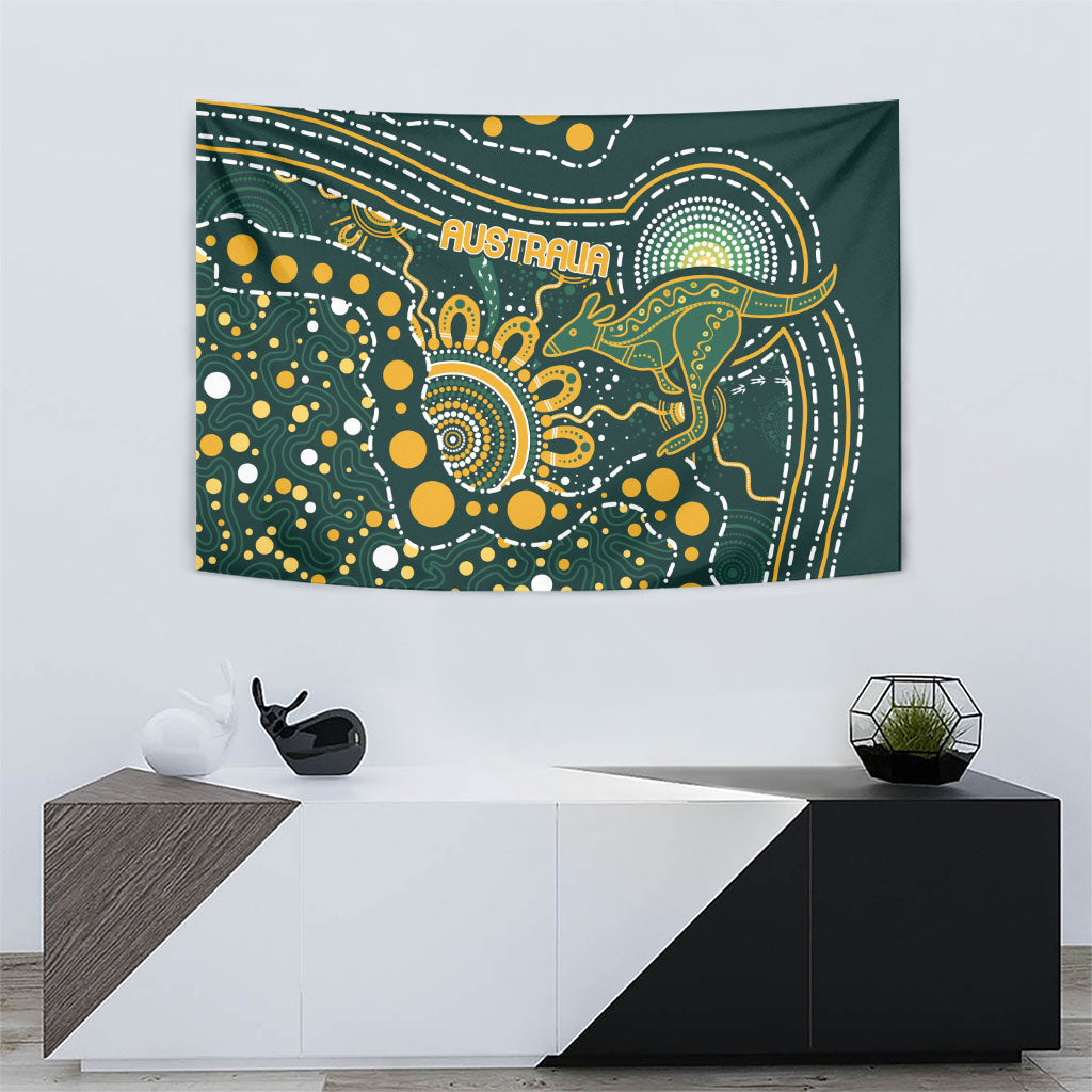Australia Kangaroos Indigenous Tapestry Aboriginal Arts - Rising Sun