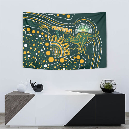 Australia Kangaroos Indigenous Tapestry Aboriginal Arts - Rising Sun