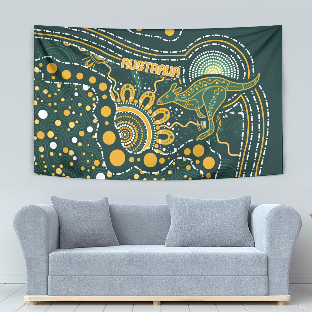 Australia Kangaroos Indigenous Tapestry Aboriginal Arts - Rising Sun