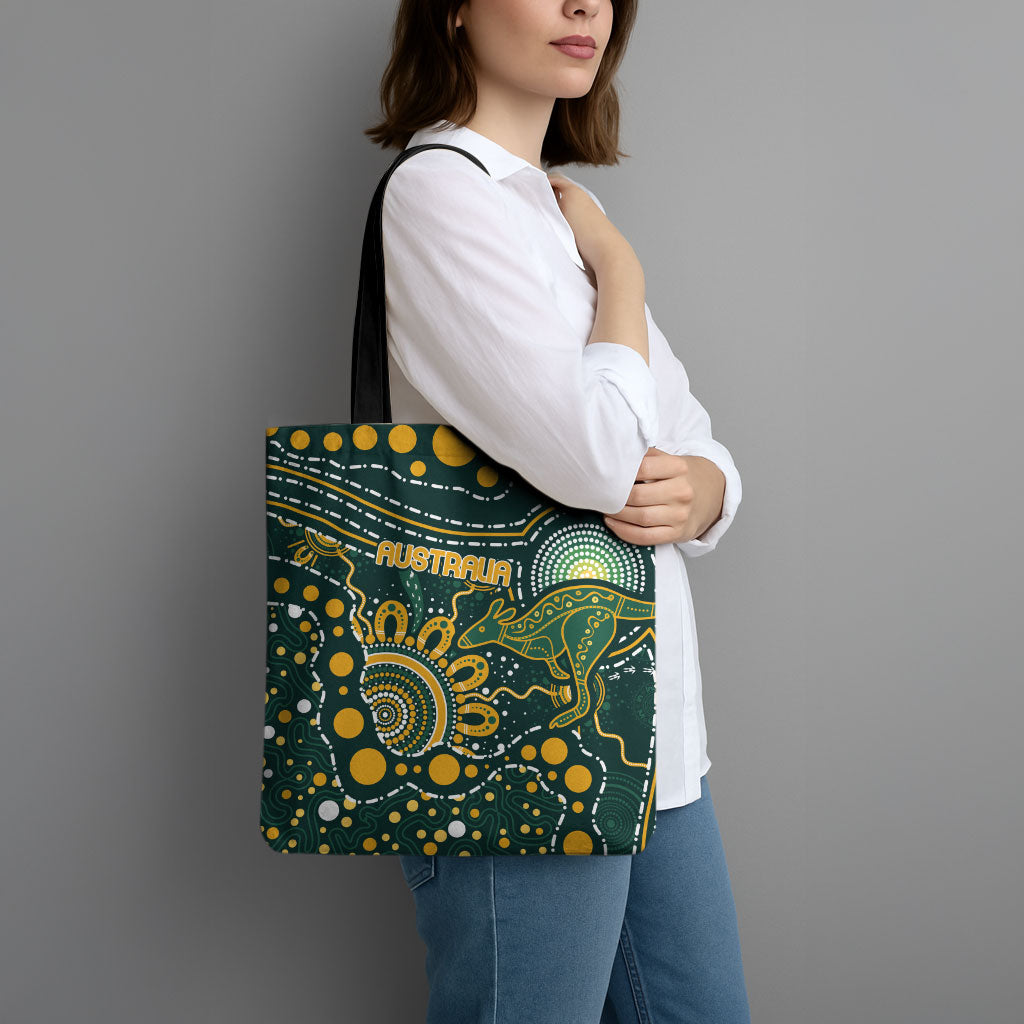 Australia Kangaroos Indigenous Tote Bag Aboriginal Arts - Rising Sun