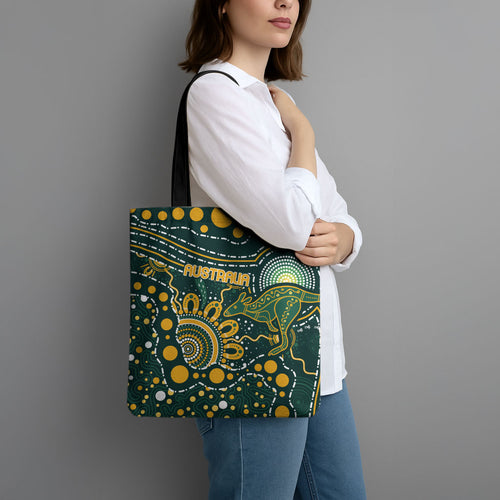 Australia Kangaroos Indigenous Tote Bag Aboriginal Arts - Rising Sun