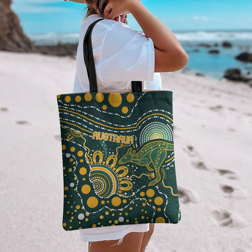 Australia Kangaroos Indigenous Tote Bag Aboriginal Arts - Rising Sun
