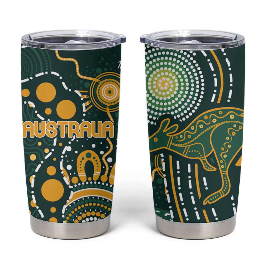 Australia Kangaroos Indigenous Tumbler Cup Aboriginal Arts - Rising Sun