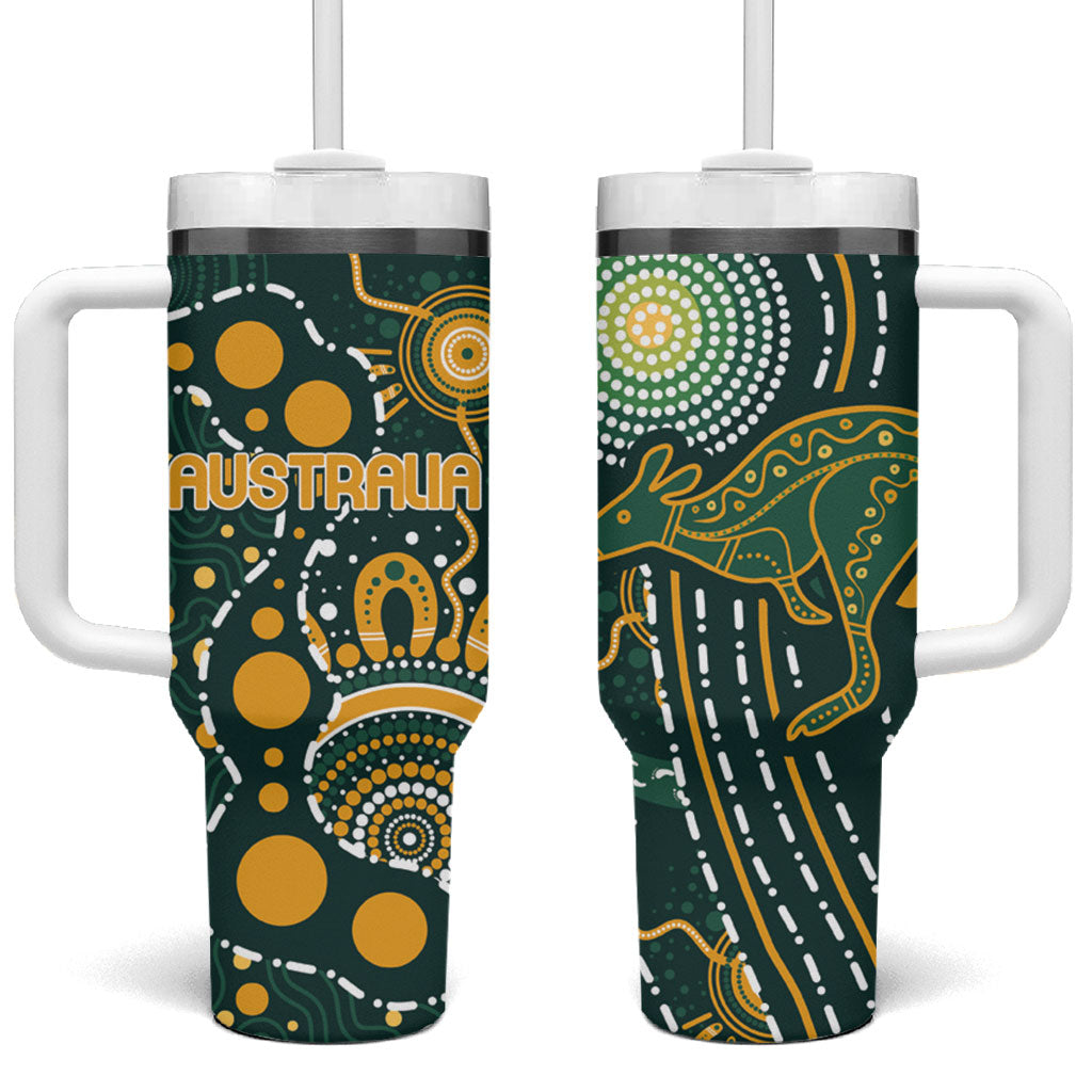 Australia Kangaroos Indigenous Tumbler With Handle Aboriginal Arts - Rising Sun
