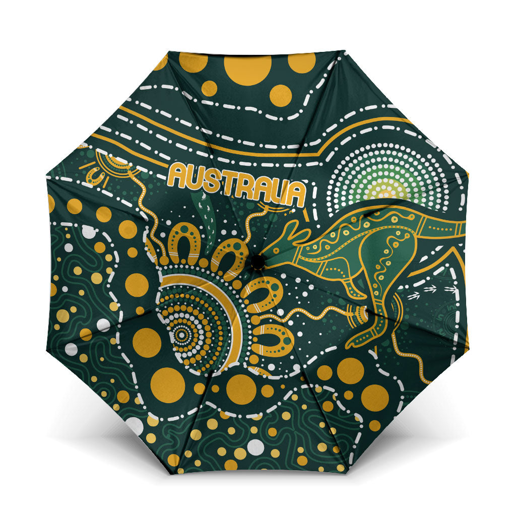 Australia Kangaroos Indigenous Umbrella Aboriginal Arts - Rising Sun