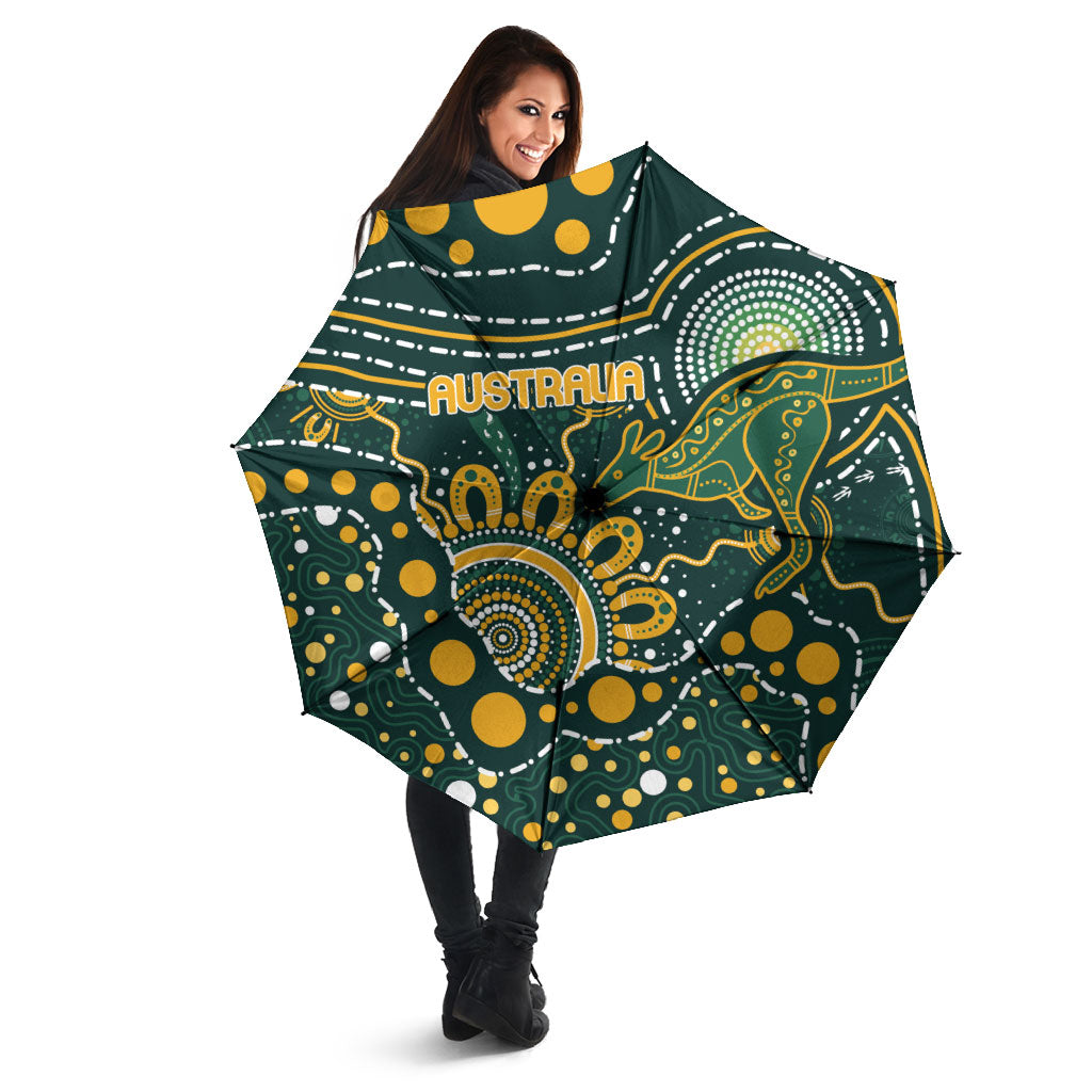 Australia Kangaroos Indigenous Umbrella Aboriginal Arts - Rising Sun