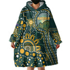 Australia Kangaroos Custom Indigenous Personalised Wearable Blanket Hoodie Aboriginal Arts - Rising Sun