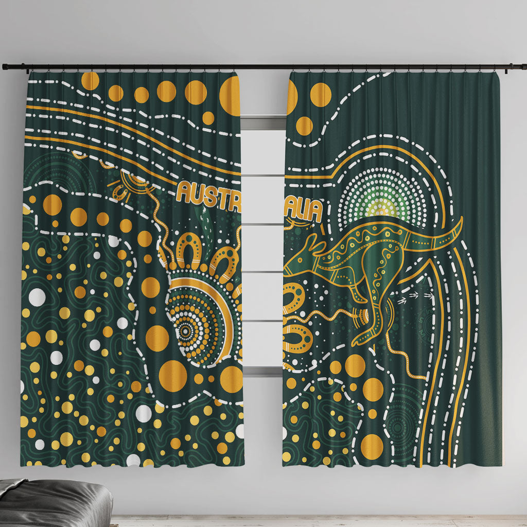 Australia Kangaroos Indigenous Window Curtain Aboriginal Arts - Rising Sun