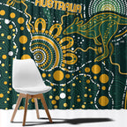 Australia Kangaroos Indigenous Window Curtain Aboriginal Arts - Rising Sun