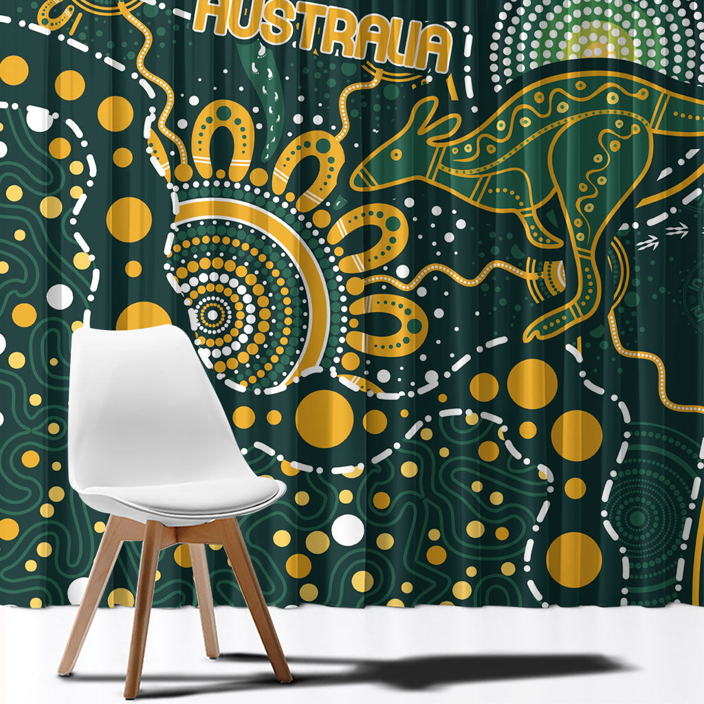 Australia Kangaroos Indigenous Window Curtain Aboriginal Arts - Rising Sun