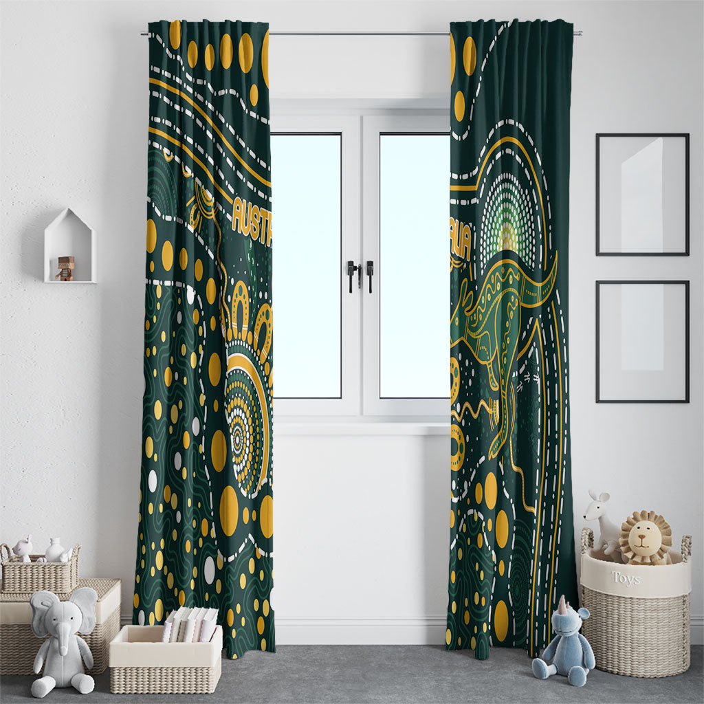 Australia Kangaroos Indigenous Window Curtain Aboriginal Arts - Rising Sun