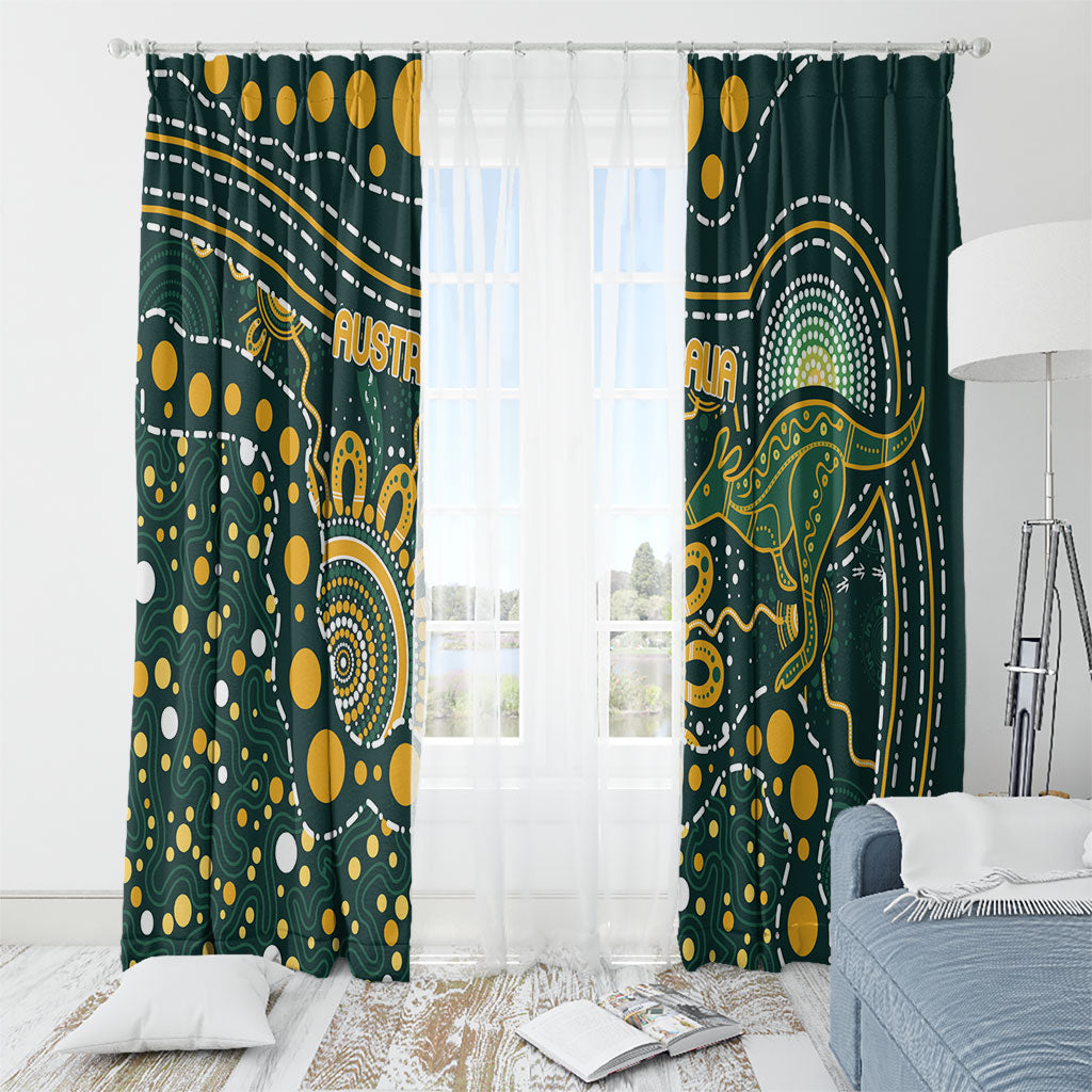 Australia Kangaroos Indigenous Window Curtain Aboriginal Arts - Rising Sun