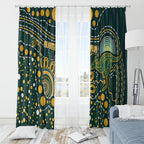Australia Kangaroos Indigenous Window Curtain Aboriginal Arts - Rising Sun