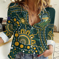Australia Kangaroos Custom Indigenous Personalised Women Casual Shirt Aboriginal Arts - Rising Sun