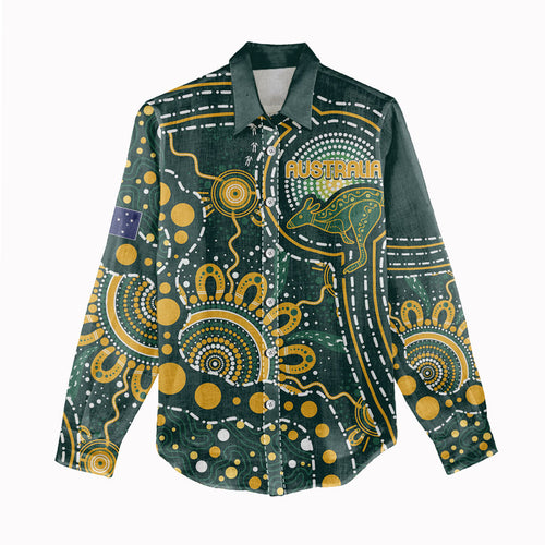 Australia Kangaroos Custom Indigenous Personalised Women Casual Shirt Aboriginal Arts - Rising Sun