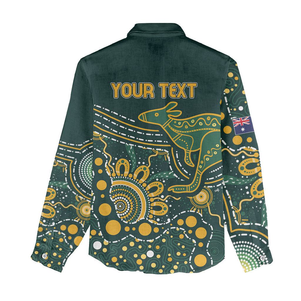 Australia Kangaroos Custom Indigenous Personalised Women Casual Shirt Aboriginal Arts - Rising Sun