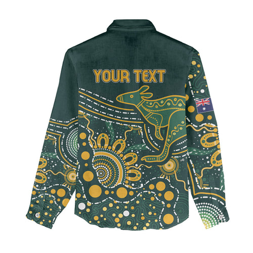Australia Kangaroos Custom Indigenous Personalised Women Casual Shirt Aboriginal Arts - Rising Sun