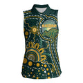 Australia Kangaroos Custom Indigenous Personalised Women Sleeveless Polo Shirt Aboriginal Arts - Rising Sun
