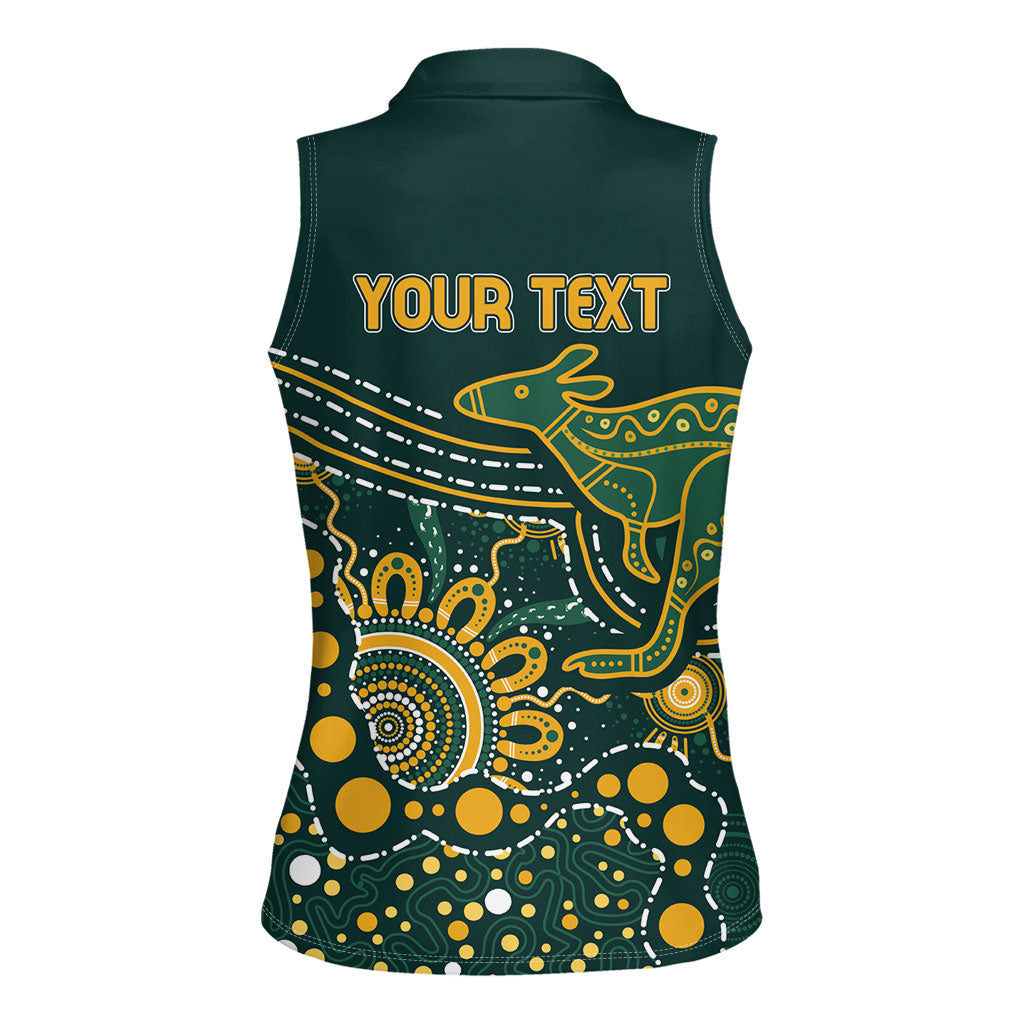Australia Kangaroos Custom Indigenous Personalised Women Sleeveless Polo Shirt Aboriginal Arts - Rising Sun
