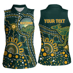 Australia Kangaroos Custom Indigenous Personalised Women Sleeveless Polo Shirt Aboriginal Arts - Rising Sun