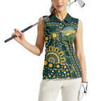 Australia Kangaroos Custom Indigenous Personalised Women Sleeveless Polo Shirt Aboriginal Arts - Rising Sun