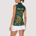 Australia Kangaroos Custom Indigenous Personalised Women Sleeveless Polo Shirt Aboriginal Arts - Rising Sun