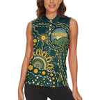 Australia Kangaroos Custom Indigenous Personalised Women Sleeveless Polo Shirt Aboriginal Arts - Rising Sun