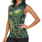 Australia Kangaroos Custom Indigenous Personalised Women Sleeveless Polo Shirt Aboriginal Arts - Rising Sun
