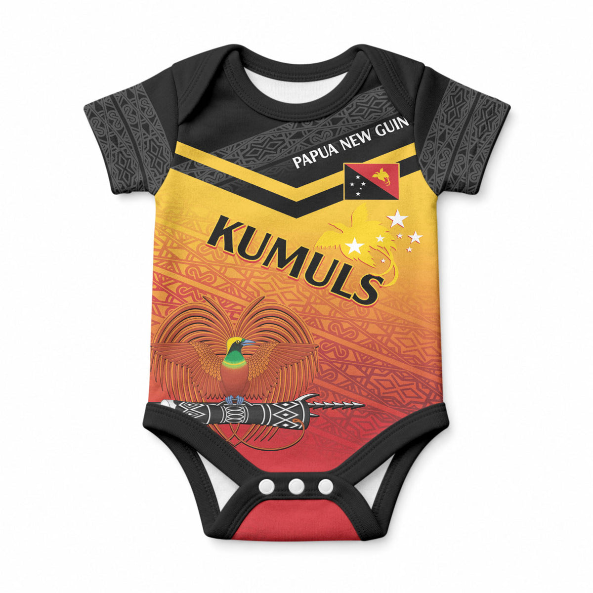 Papua New Guinea Custom Rugby The Kumuls Baby Onesie Motuan Inspired Pattern