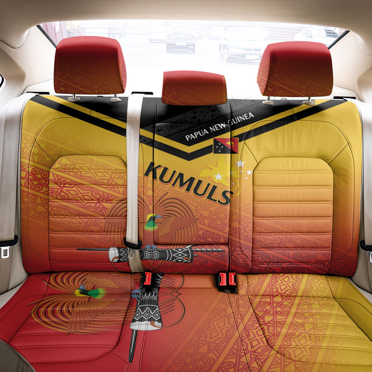 Papua New Guinea Rugby The Kumuls Back Car Seat Cover Motuan Inspired Pattern