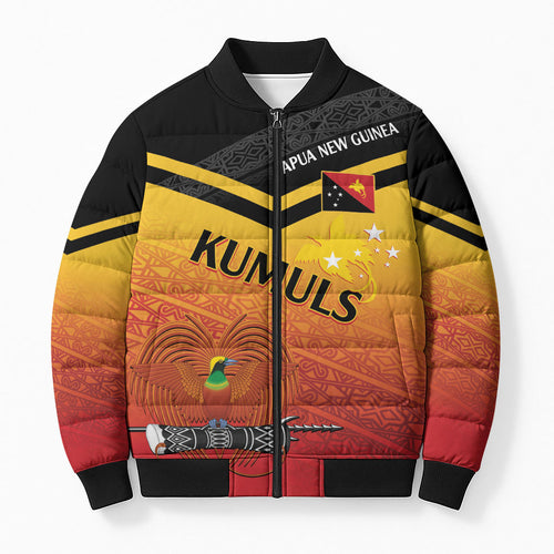 Papua New Guinea Custom Rugby The Kumuls Bomber Puffer Jacket Motuan Inspired Pattern