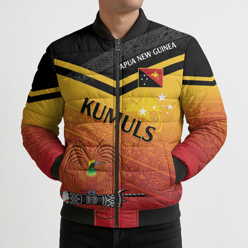 Papua New Guinea Custom Rugby The Kumuls Bomber Puffer Jacket Motuan Inspired Pattern
