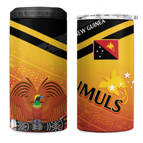 Papua New Guinea Rugby The Kumuls 4 in 1 Can Cooler Tumbler Motuan Inspired Pattern