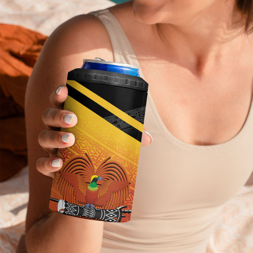Papua New Guinea Rugby The Kumuls 4 in 1 Can Cooler Tumbler Motuan Inspired Pattern