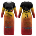 Papua New Guinea Custom Rugby The Kumuls Couples Matching Long Sleeve Bodycon Dress and Hawaiian Shirt Motuan Inspired Pattern