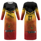 Papua New Guinea Custom Rugby The Kumuls Couples Matching Long Sleeve Bodycon Dress and Long Sleeve Button Shirt Motuan Inspired Pattern