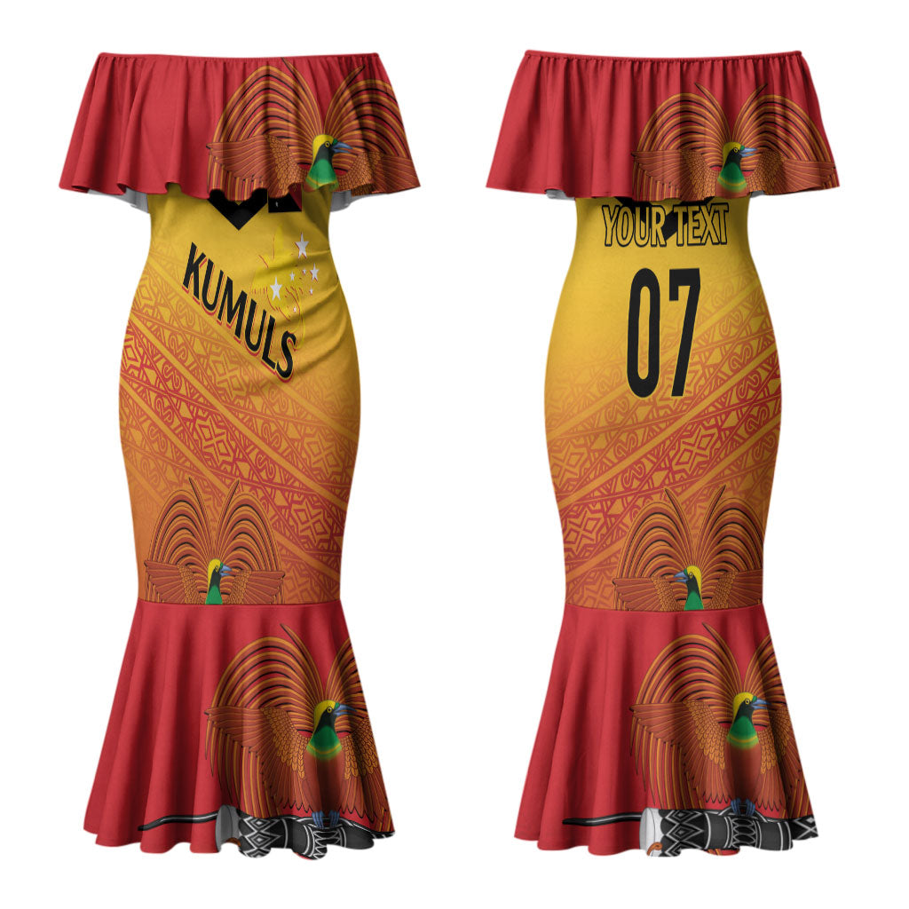 Papua New Guinea Custom Rugby The Kumuls Couples Matching Mermaid Dress and Long Sleeve Button Shirt Motuan Inspired Pattern