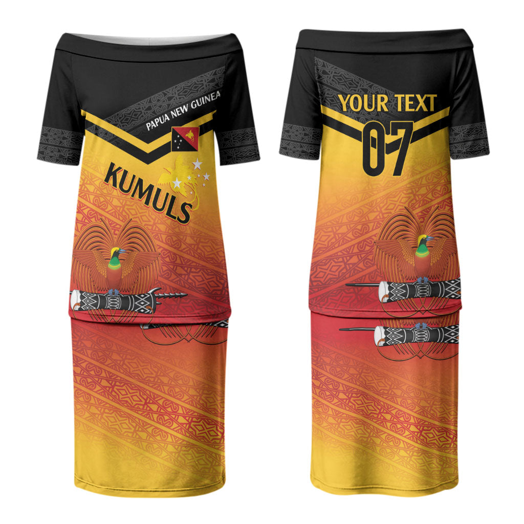 Papua New Guinea Custom Rugby The Kumuls Couples Matching Puletasi and Long Sleeve Button Shirt Motuan Inspired Pattern