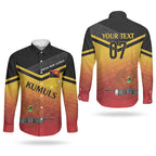 Papua New Guinea Custom Rugby The Kumuls Couples Matching Short Sleeve Bodycon Dress and Long Sleeve Button Shirt Motuan Inspired Pattern