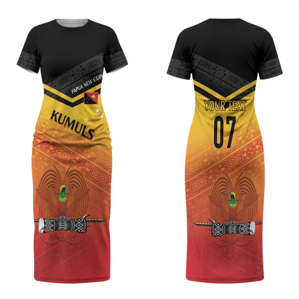 Papua New Guinea Custom Rugby The Kumuls Couples Matching Short Sleeve Bodycon Dress and Long Sleeve Button Shirt Motuan Inspired Pattern