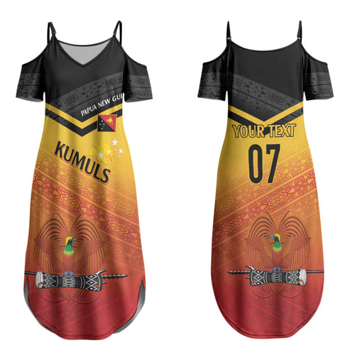 Papua New Guinea Custom Rugby The Kumuls Couples Matching Summer Maxi Dress and Long Sleeve Button Shirt Motuan Inspired Pattern