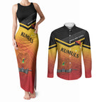 Papua New Guinea Custom Rugby The Kumuls Couples Matching Tank Maxi Dress and Long Sleeve Button Shirt Motuan Inspired Pattern