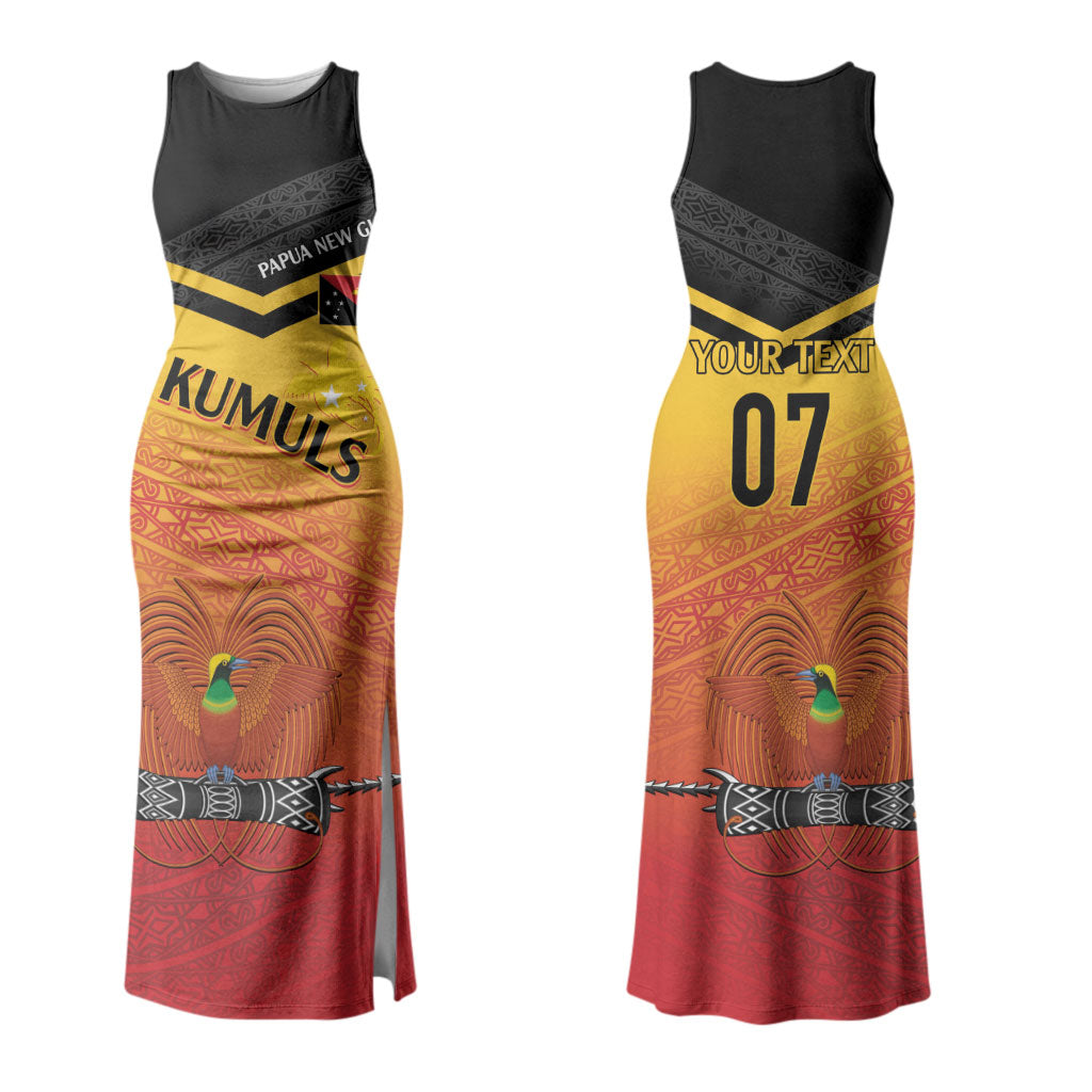 Papua New Guinea Custom Rugby The Kumuls Couples Matching Tank Maxi Dress and Long Sleeve Button Shirt Motuan Inspired Pattern