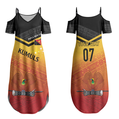 Papua New Guinea Custom Rugby The Kumuls Family Matching Summer Maxi Dress and Hawaiian Shirt Motuan Inspired Pattern