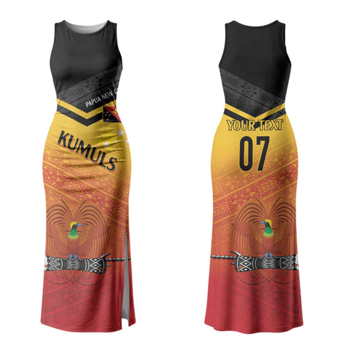 Papua New Guinea Custom Rugby The Kumuls Family Matching Tank Maxi Dress and Hawaiian Shirt Motuan Inspired Pattern