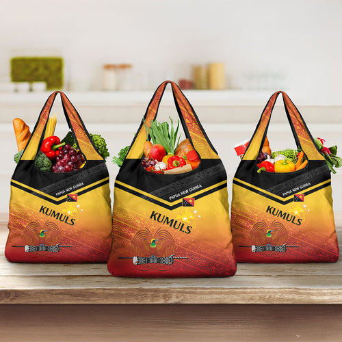 Papua New Guinea Rugby The Kumuls Grocery Bag Motuan Inspired Pattern
