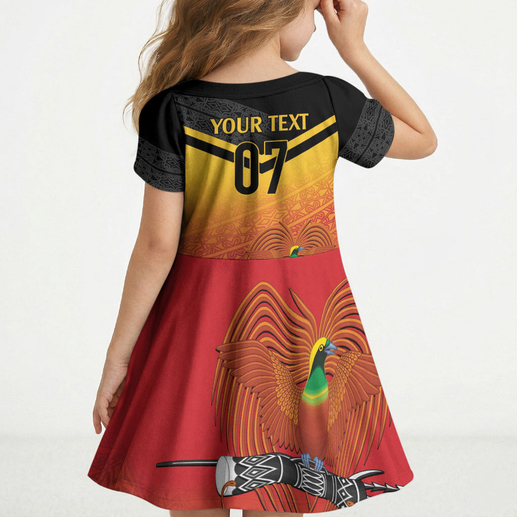 Papua New Guinea Custom Rugby The Kumuls Kid Short Sleeve Dress Motuan Inspired Pattern