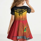 Papua New Guinea Custom Rugby The Kumuls Kid Short Sleeve Dress Motuan Inspired Pattern