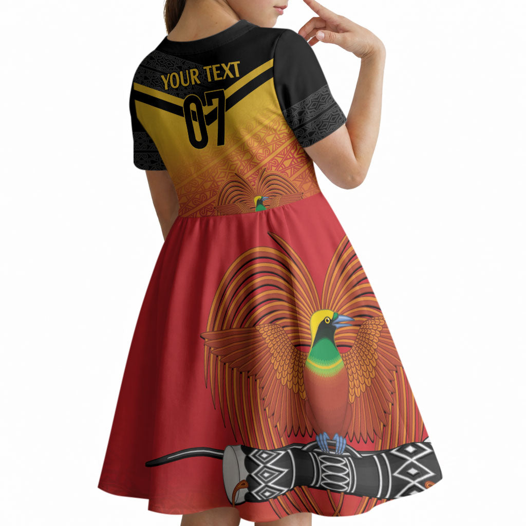 Papua New Guinea Custom Rugby The Kumuls Kid Short Sleeve Dress Motuan Inspired Pattern
