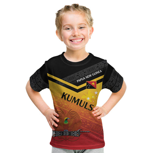 Papua New Guinea Custom Rugby The Kumuls Kid T Shirt Motuan Inspired Pattern